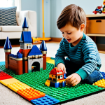 **

"A child enthusiastically building a LEGO castle, fully clothed in casual attire, sitting on a colorful playroom rug. LEGO bricks scattered around, showing the joy of creation, perfect anatomy, correct proportions, well-formed hands, proper finger count, natural pose, safe for work, appropriate content, family-friendly, professional quality."

**